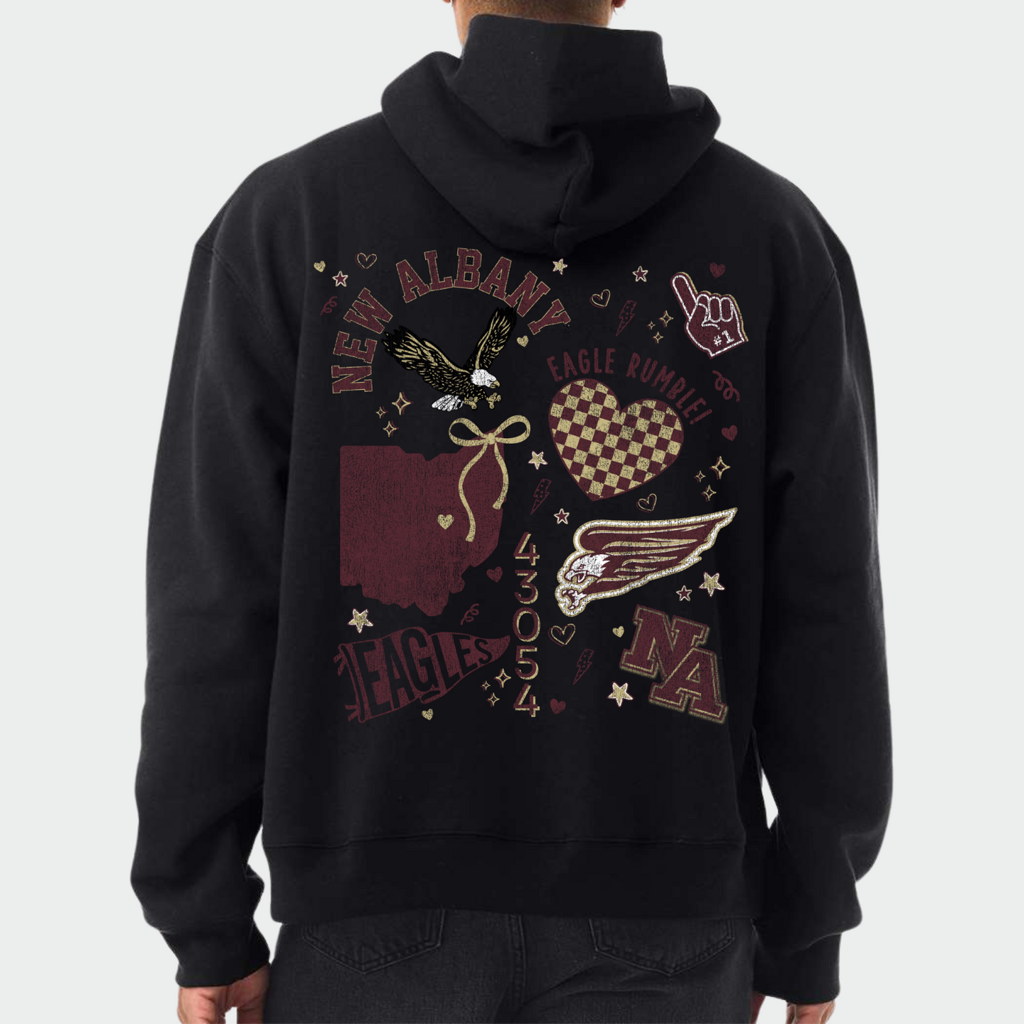 NAPTO: New Albany *Distressed Print* Collage 10oz Heavyweight Hooded Sweatshirt