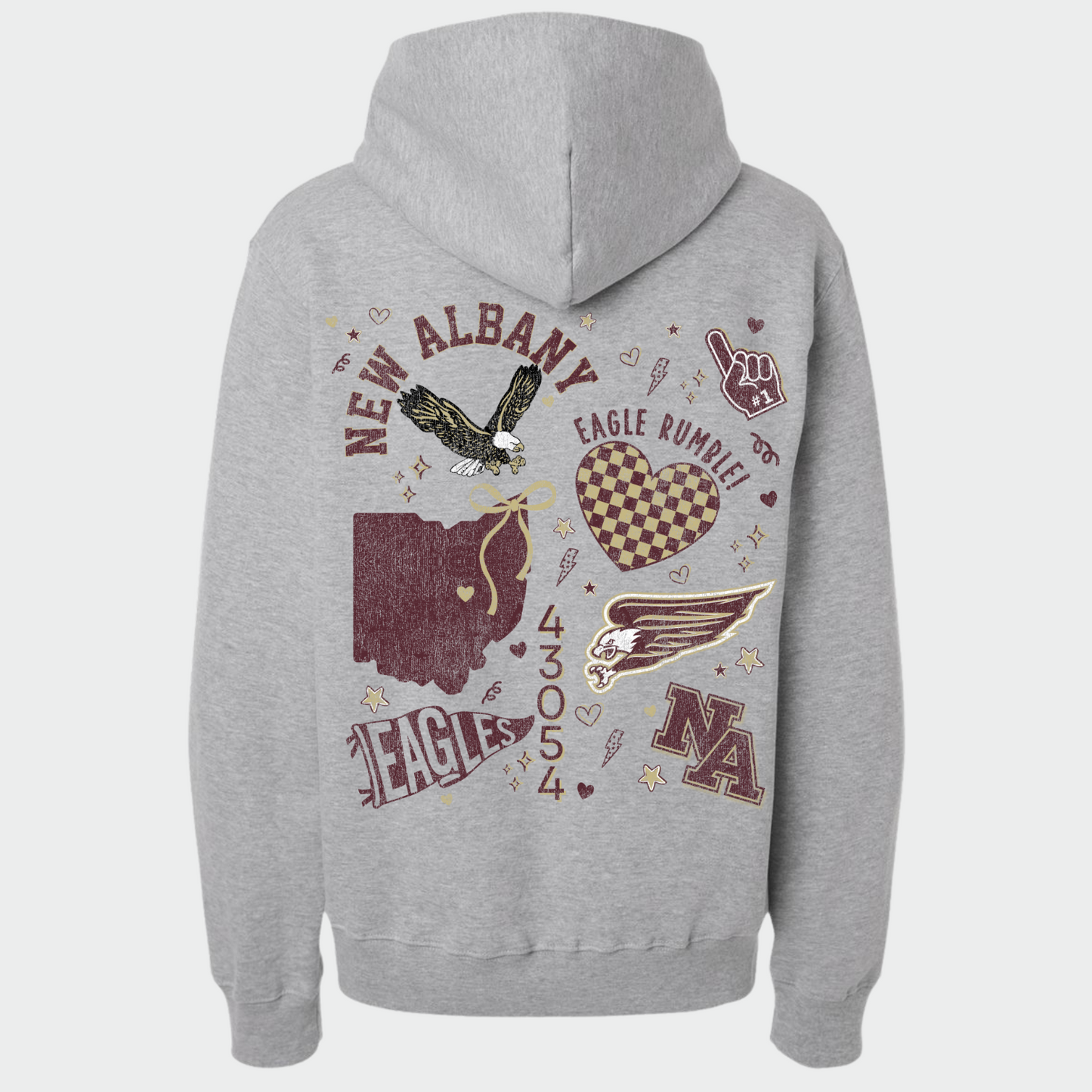 NAPTO: New Albany *Distressed Print* Collage 10oz Heavyweight Hooded Sweatshirt