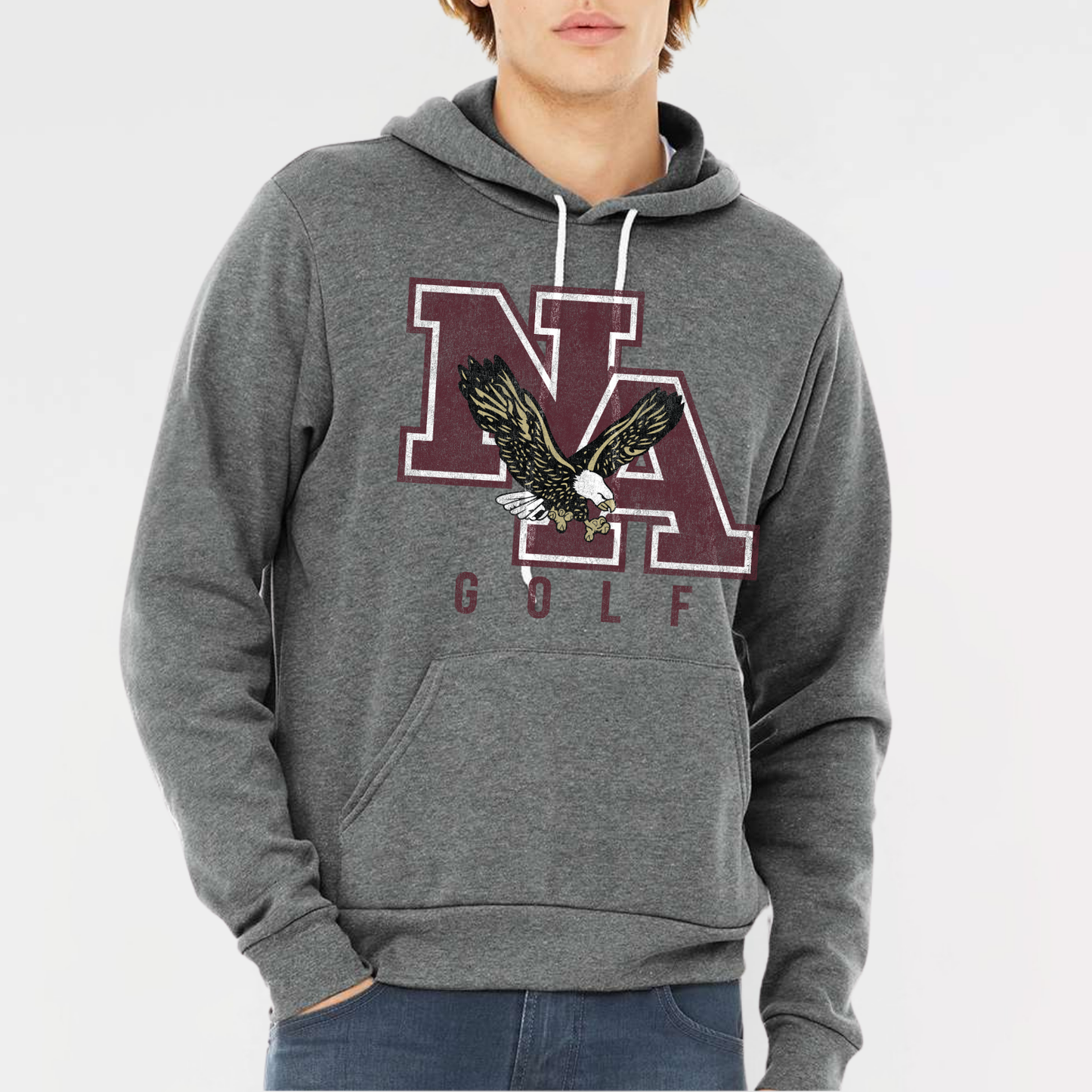 NAGOLF: *Distressed Print* Sponge Fleece Hooded Sweatshirt