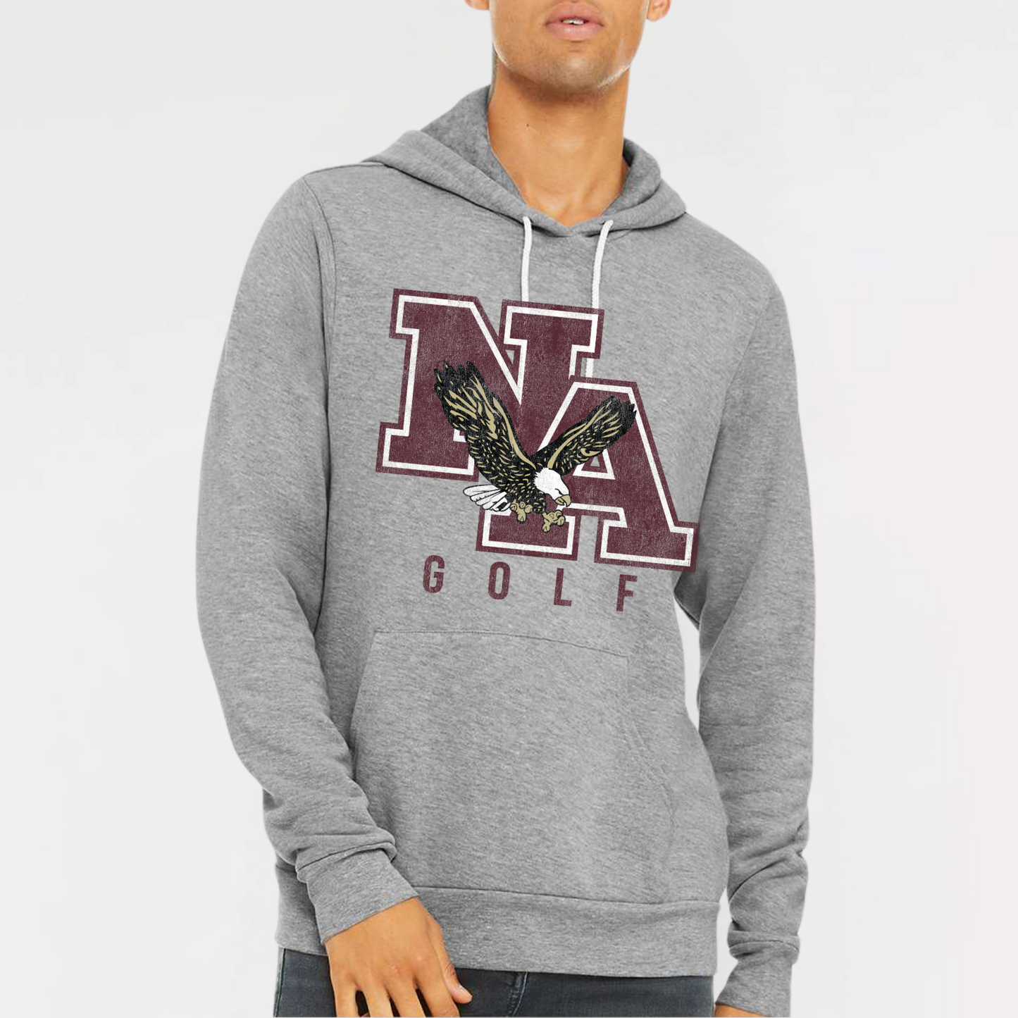 NAGOLF: *Distressed Print* Sponge Fleece Hooded Sweatshirt