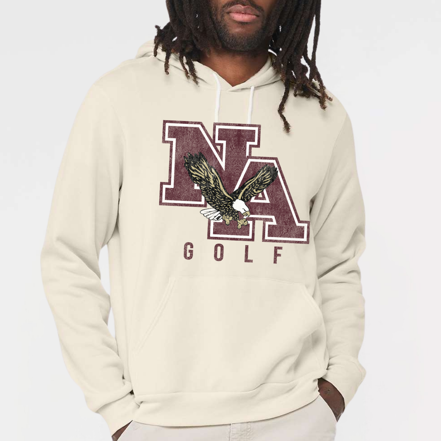 NAGOLF: *Distressed Print* Sponge Fleece Hooded Sweatshirt