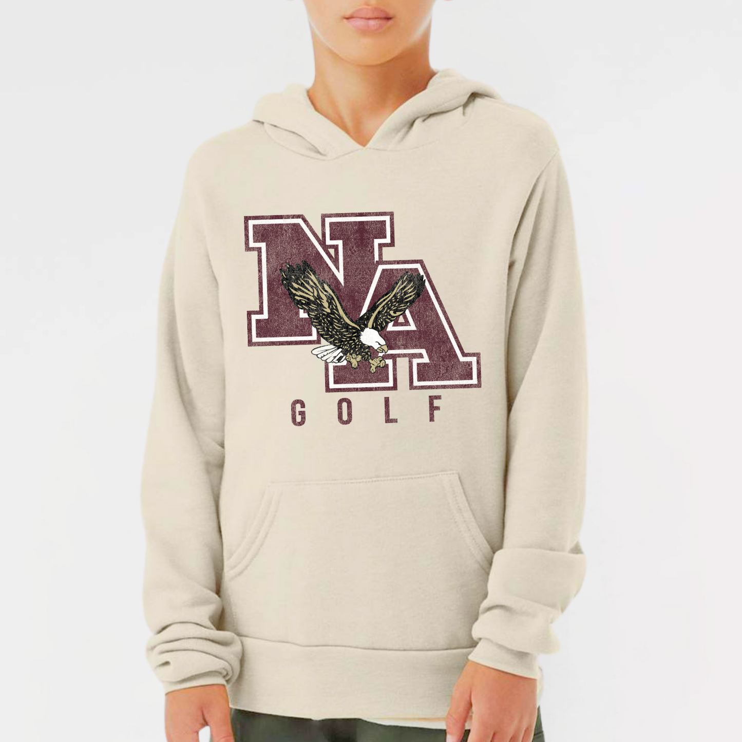 NAGOLF: *Distressed Print* Sponge Fleece Hooded Sweatshirt