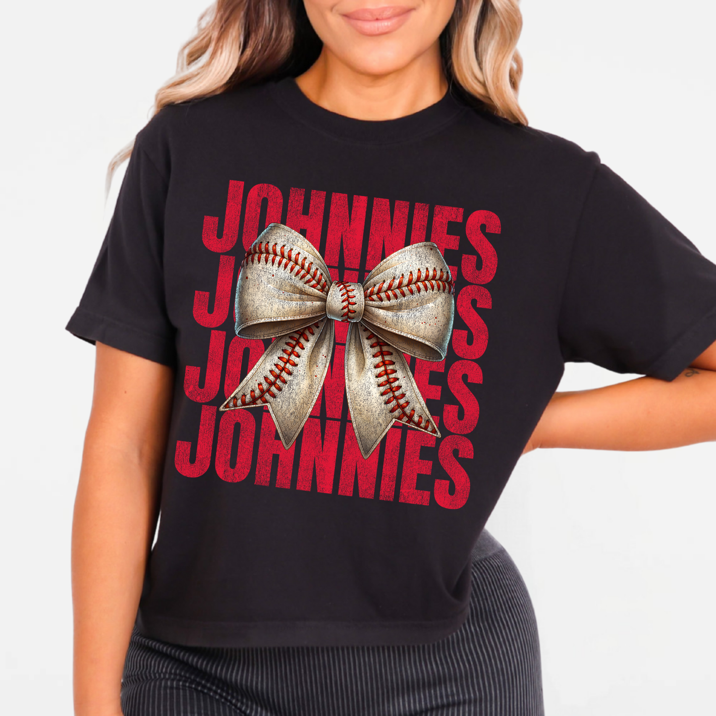 JYAA: Johnnies Baseball Bow *distressed* Women's T-Shirt
