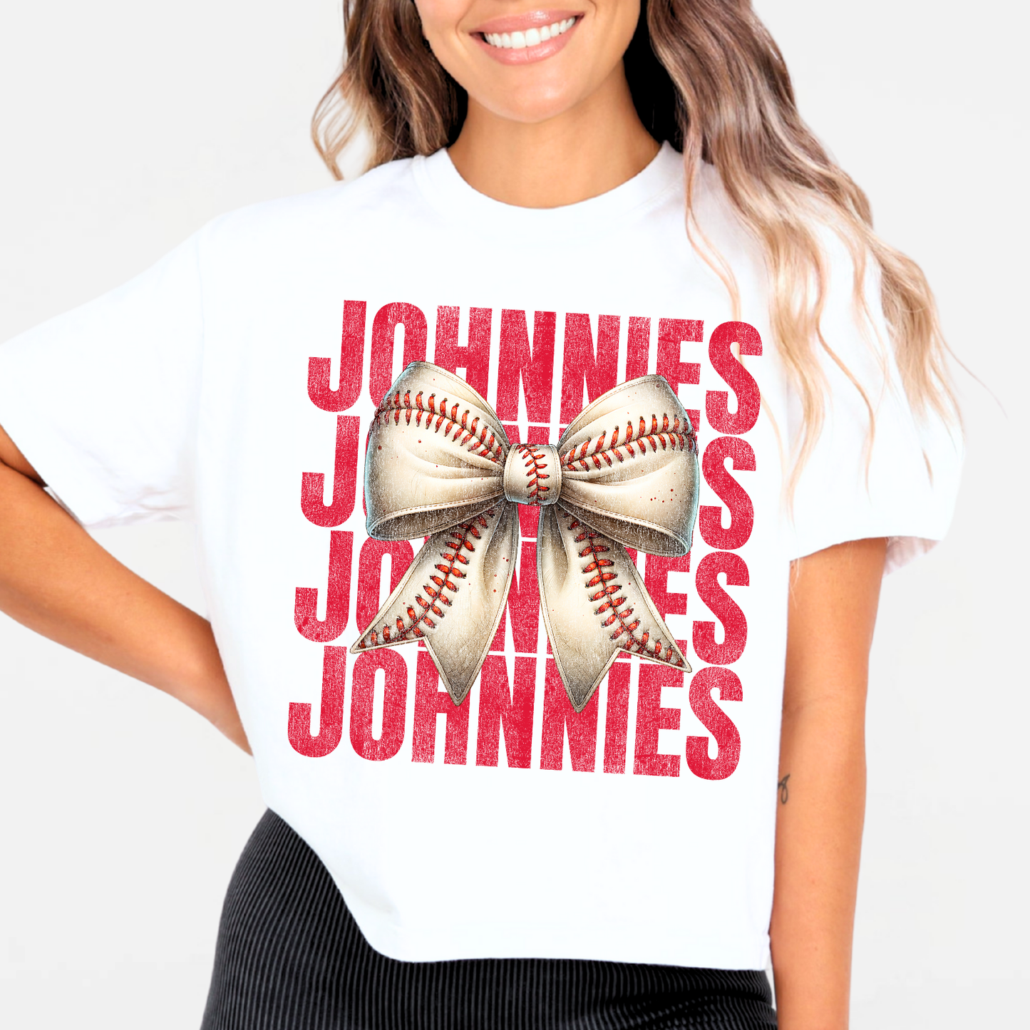JYAA: Johnnies Baseball Bow *distressed* Women's T-Shirt