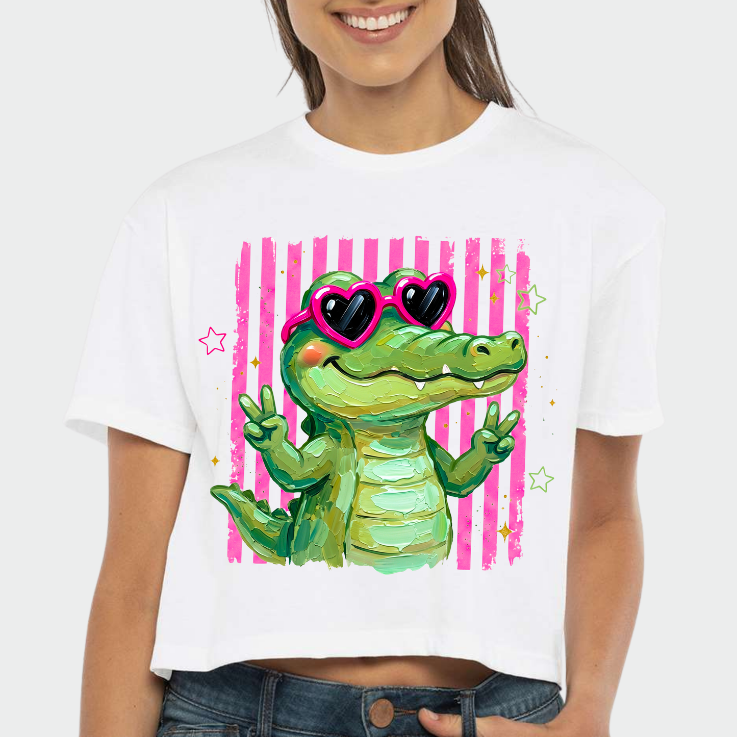 PTAC: Painted Gator Women's Crop Tee