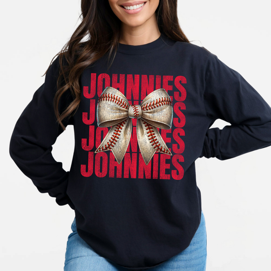 JYAA: Johnnies Baseball Bow *distressed* Long Sleeve T-Shirt