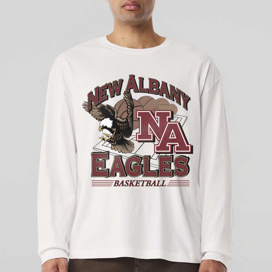 NAGTB: New Albany Basketball Vintage Graphic 6oz Heavyweight Long Sleeve T-Shirt