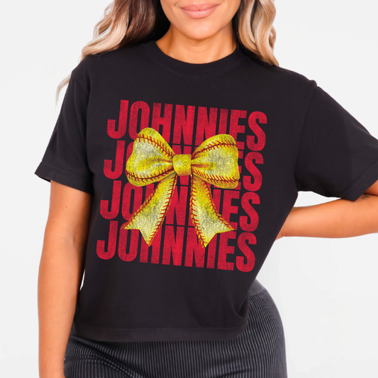 JYAA: Johnnies Softball Bow *distressed* Women's T-Shirt