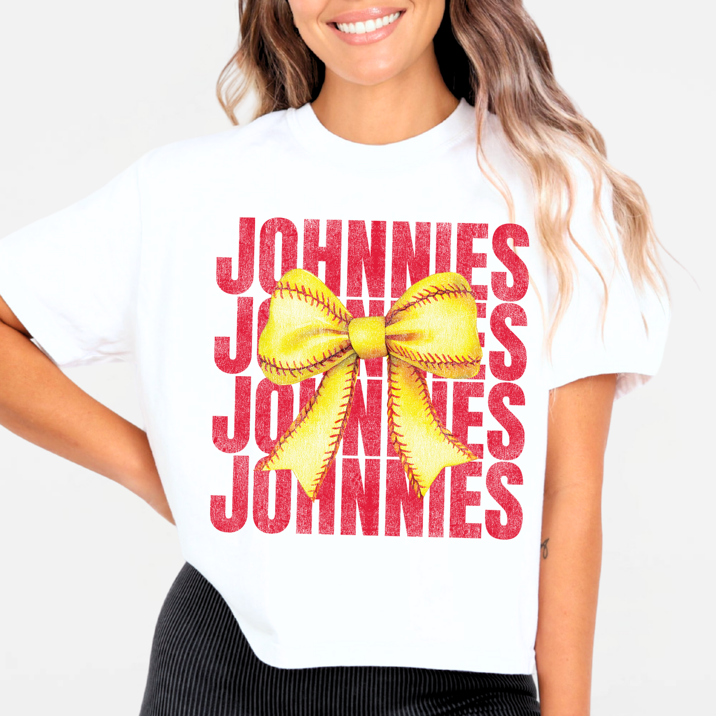 JYAA: Johnnies Softball Bow *distressed* Women's T-Shirt