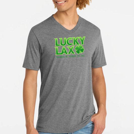 LuckyLax: Triblend Short Sleeve V-Neck T-Shirt