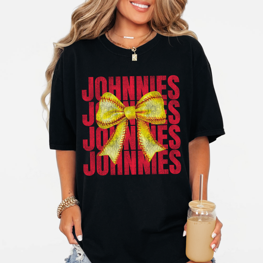 JYAA: Johnnies Softball Bow *distressed* T-Shirt