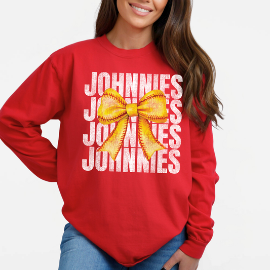 JYAA: Johnnies Softball Bow *distressed* Long Sleeve T-Shirt