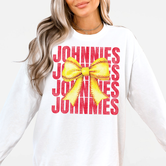 JYAA: Johnnies Softball Bow *distressed* Sweatshirt