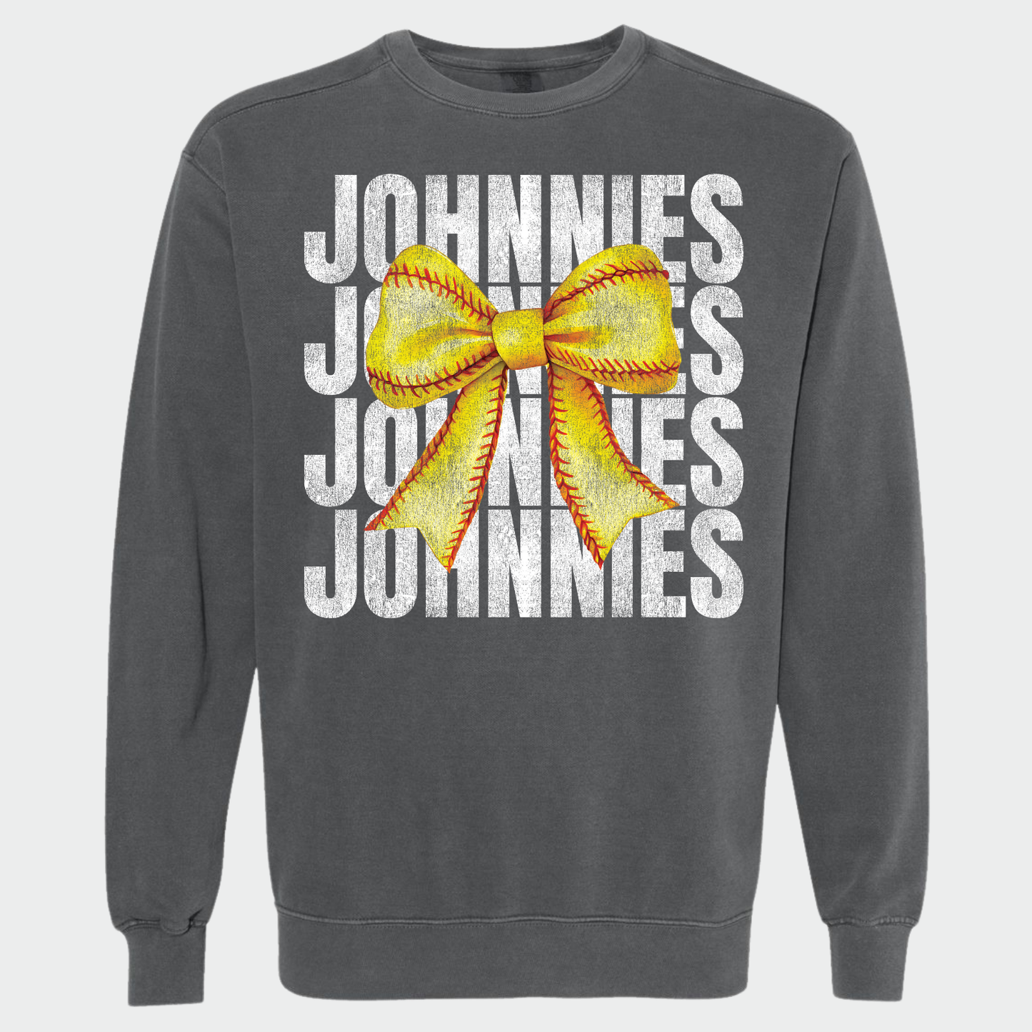 JYAA: Johnnies Softball Bow *distressed* Sweatshirt