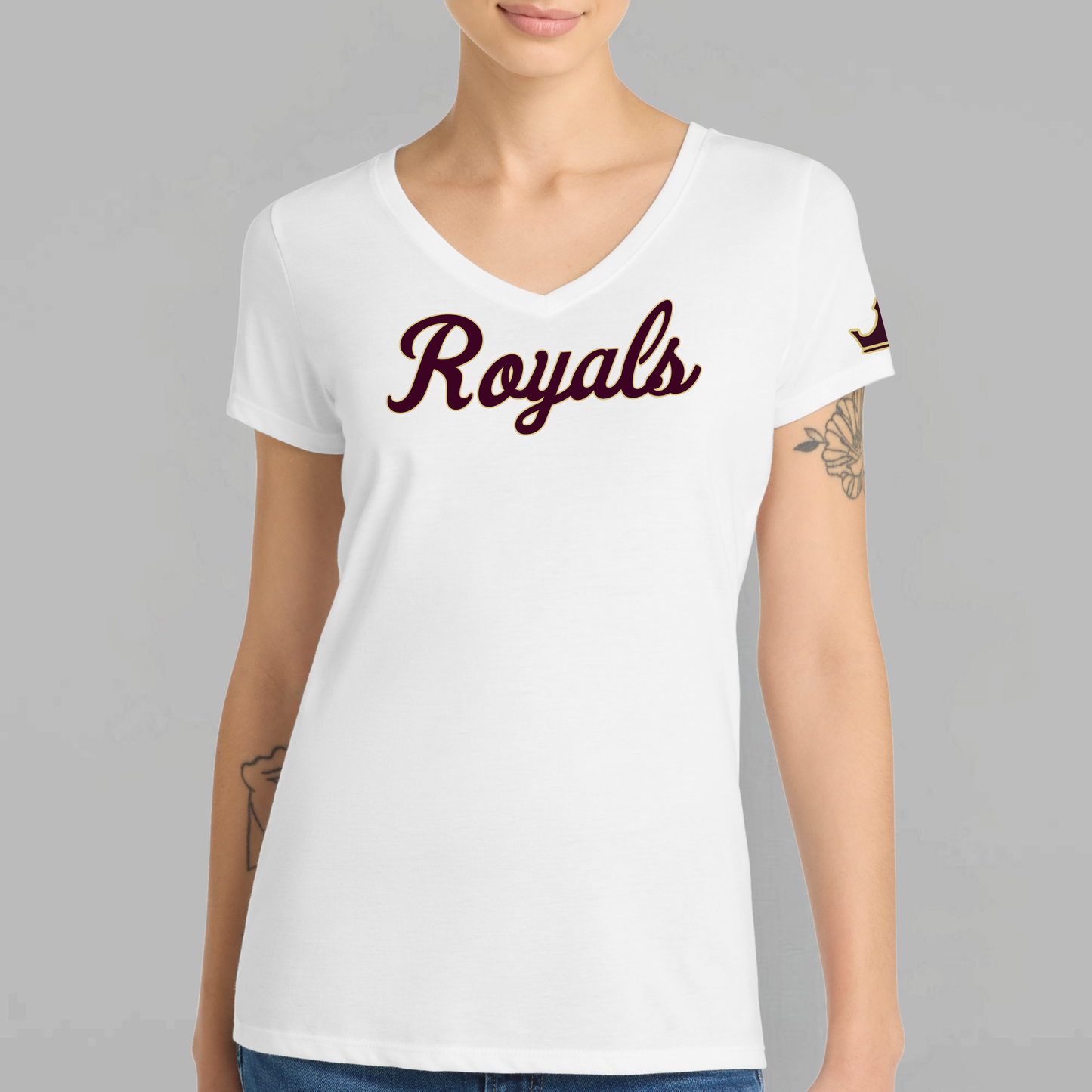 TCR: Royals Scrip, Women's Triblend V-Neck Tee