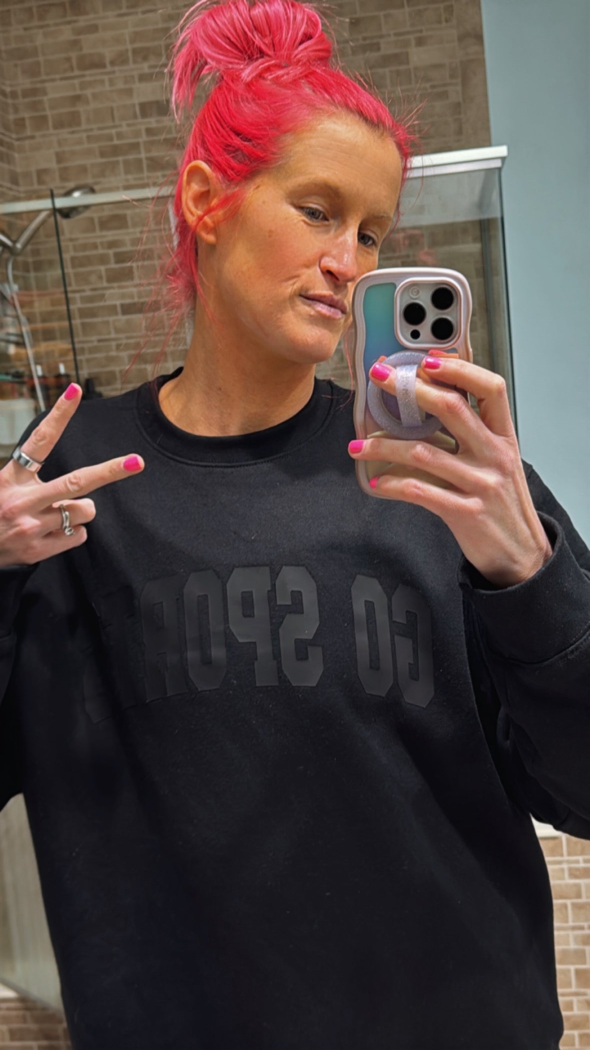 Campus Collection: 3-D Silicone Print Go Sports Sweatshirt