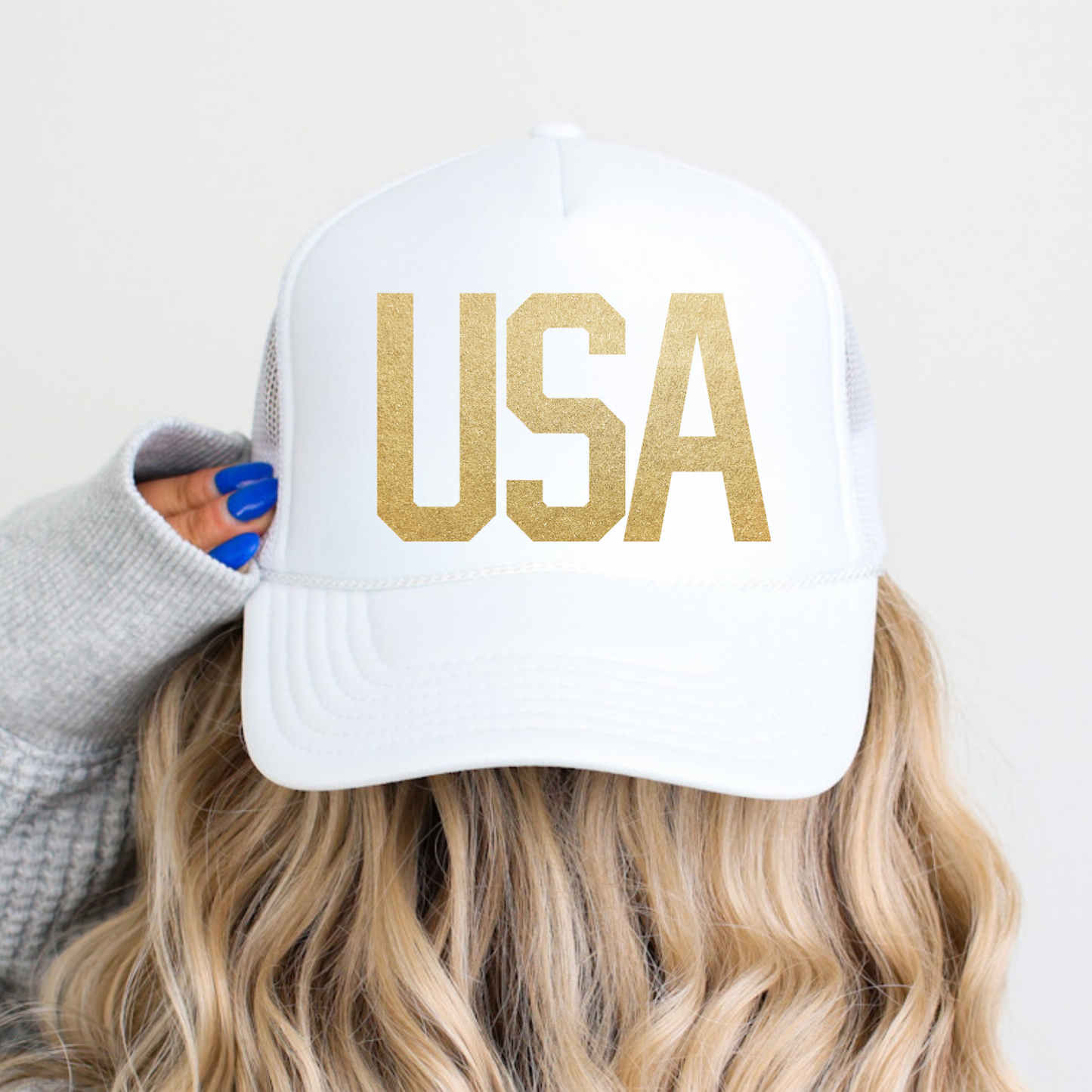 PATRIOTIC: USA Gold Foil Foam Trucker Hat