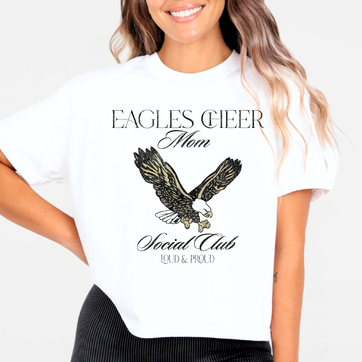 NAYCHEER: Eagles Cheer Mom Social Club Women's T-Shirt
