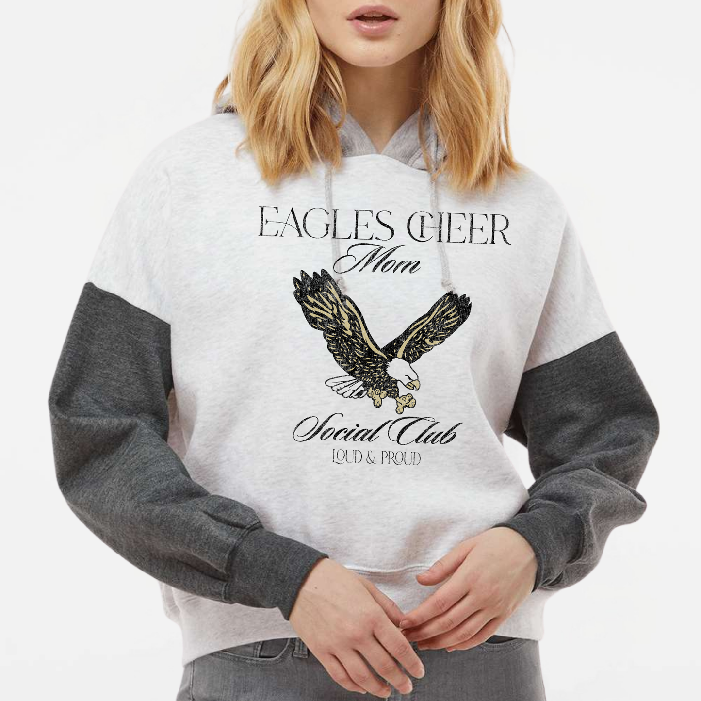 NAYCHEER: Eagles Cheer Mom Social Club Boxy Crop Hooded Sweatshirt