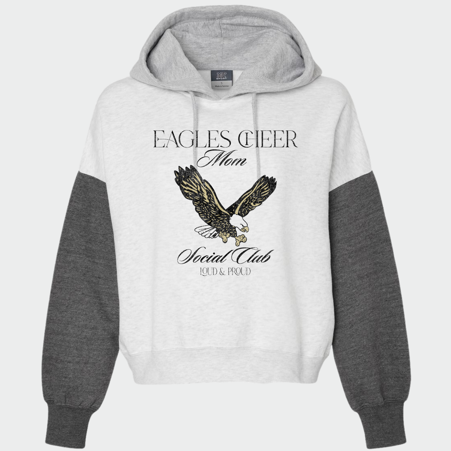 NAYCHEER: Eagles Cheer Mom Social Club Boxy Crop Hooded Sweatshirt