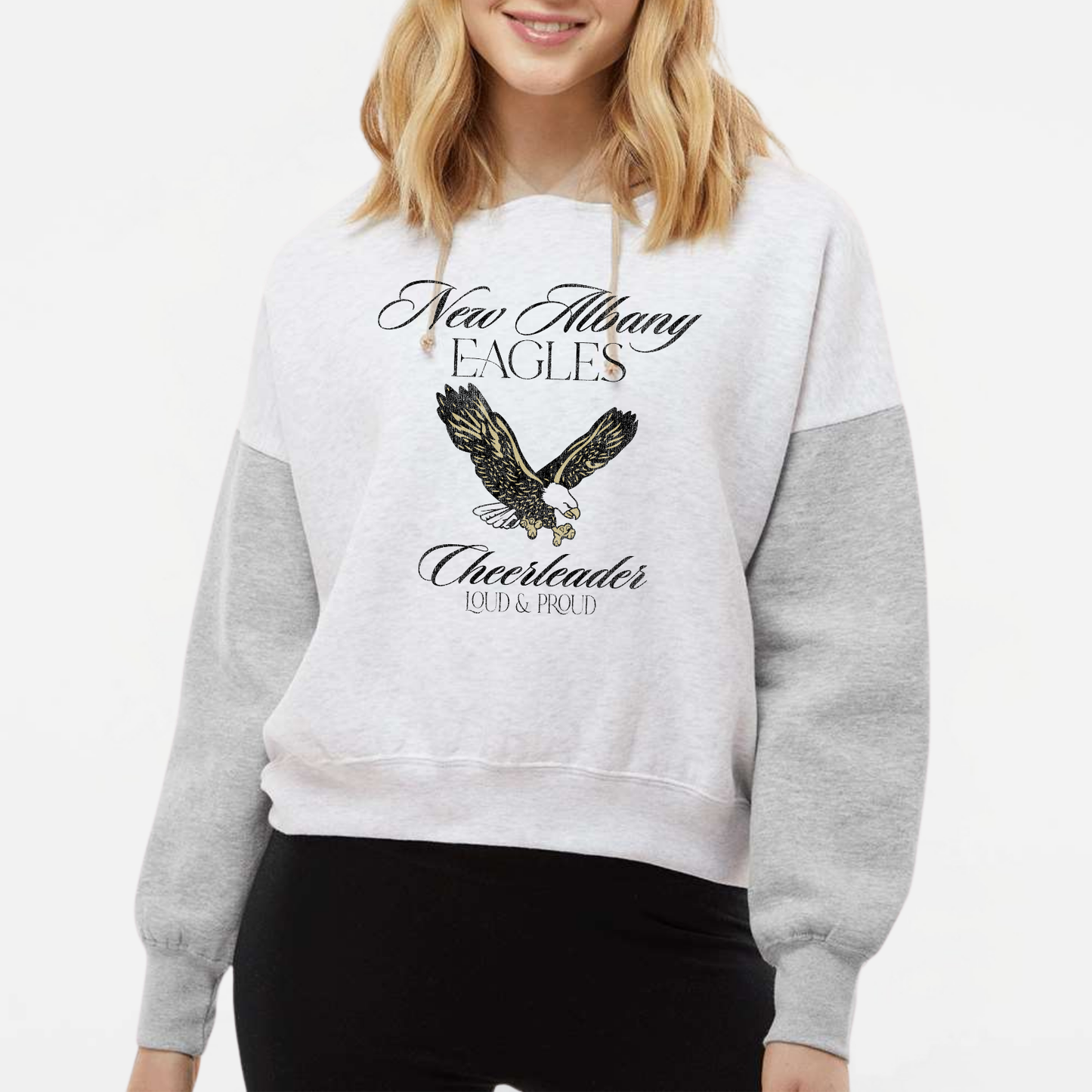 NAYCHEER: New Albany Eagles Cheerleader Boxy Crop Hooded Sweatshirt