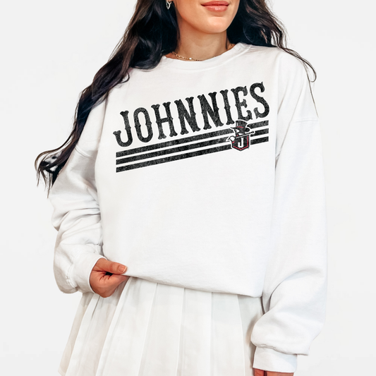 JTB: Johnnies Retro Font Striped Sweatshirt