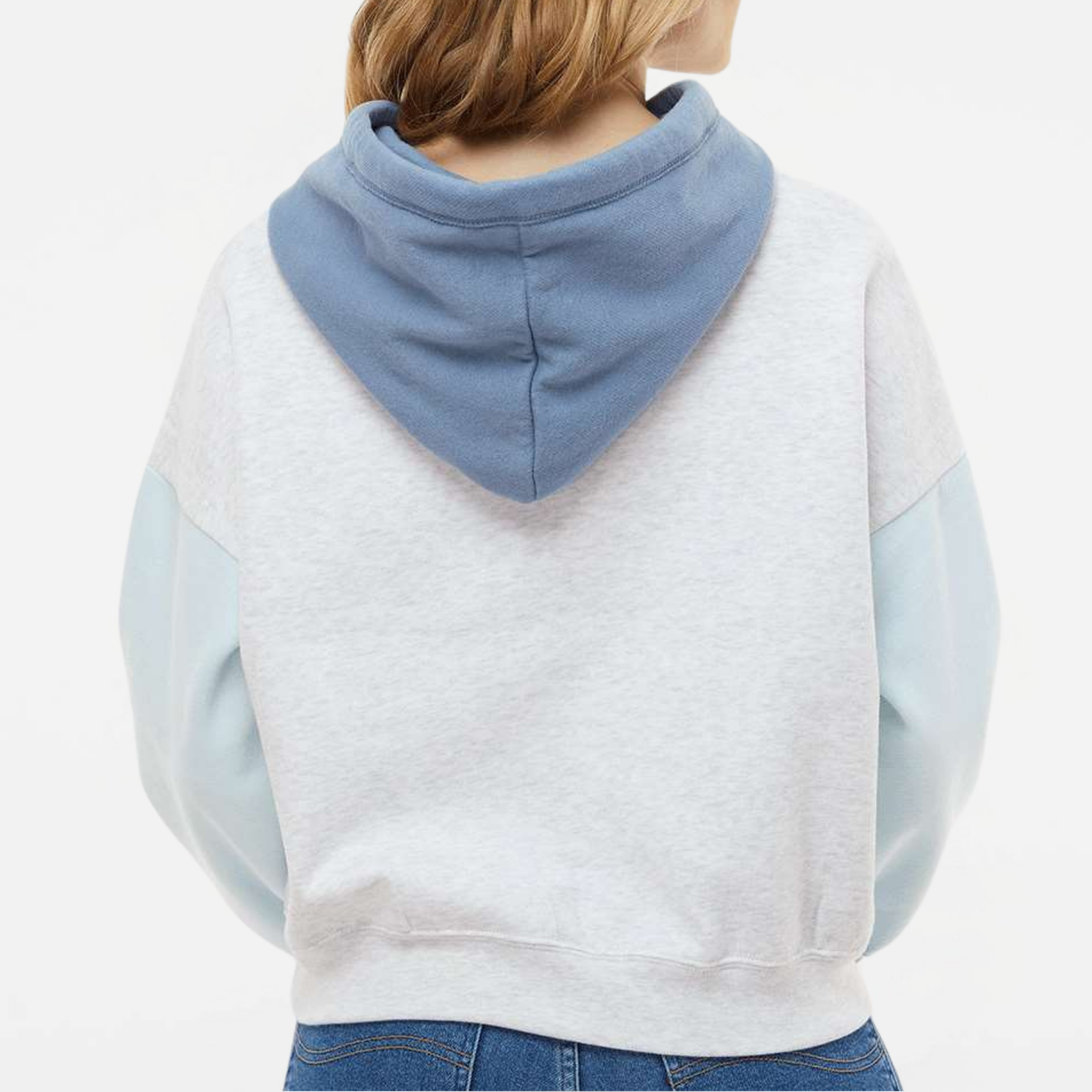 LINKSWIM: Colorblock Boxy Crop Hooded Sweatshirt