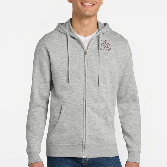 NAGTB: NA Basketball, Embroidered, Full-Zip Hooded Sweatshirt