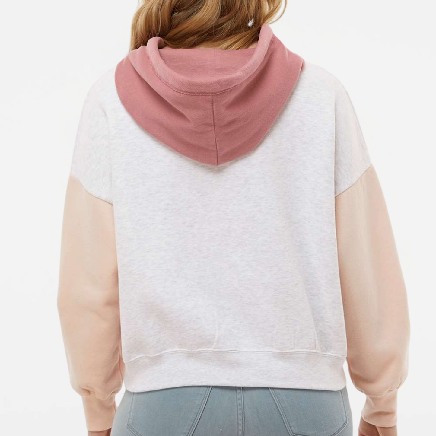 LINKSWIM: Colorblock Boxy Crop Hooded Sweatshirt