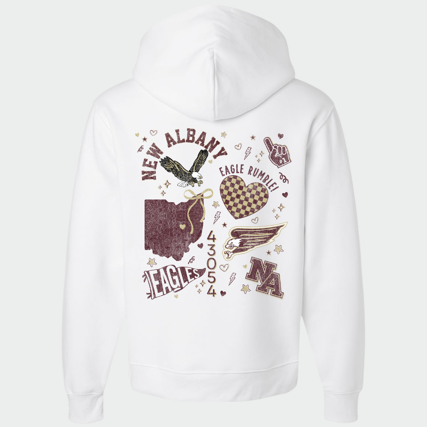 NAPTO: New Albany *Distressed Print* Collage Youth Hooded Sweatshirt