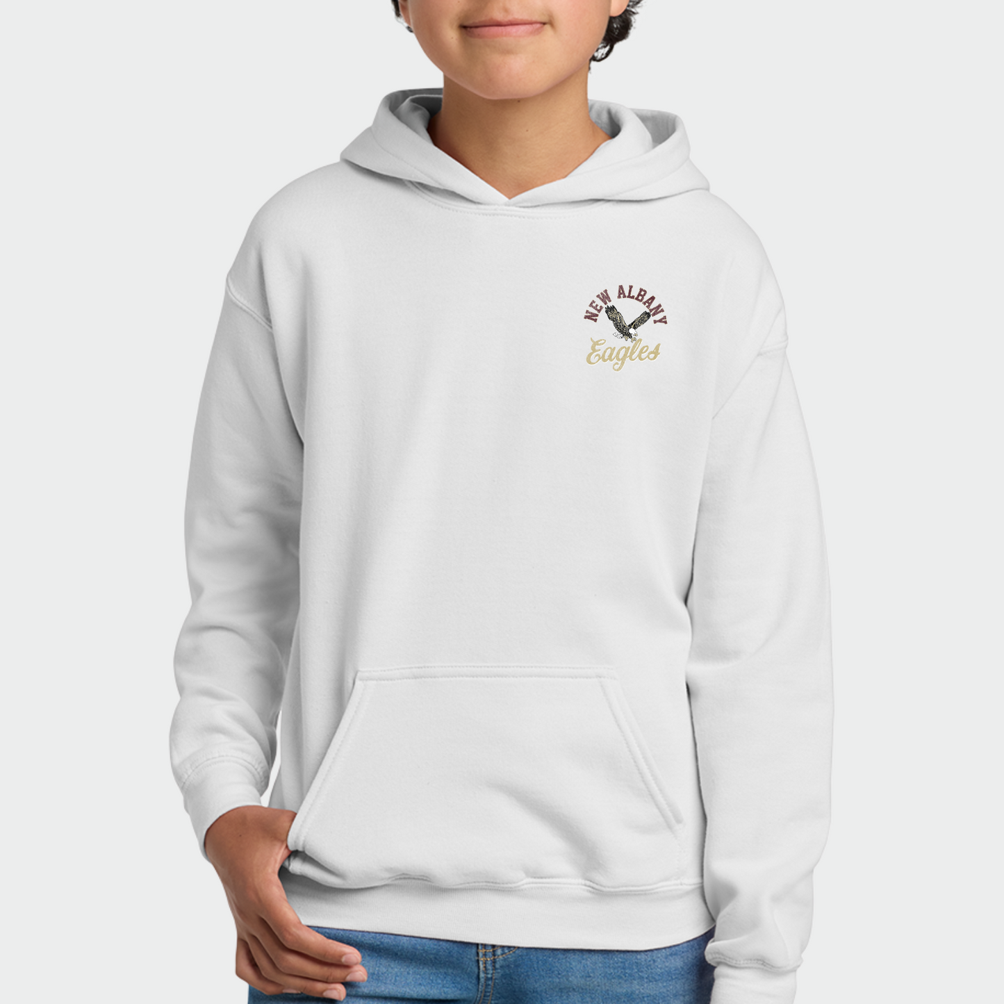 NAPTO: New Albany *Distressed Print* Collage Youth Hooded Sweatshirt
