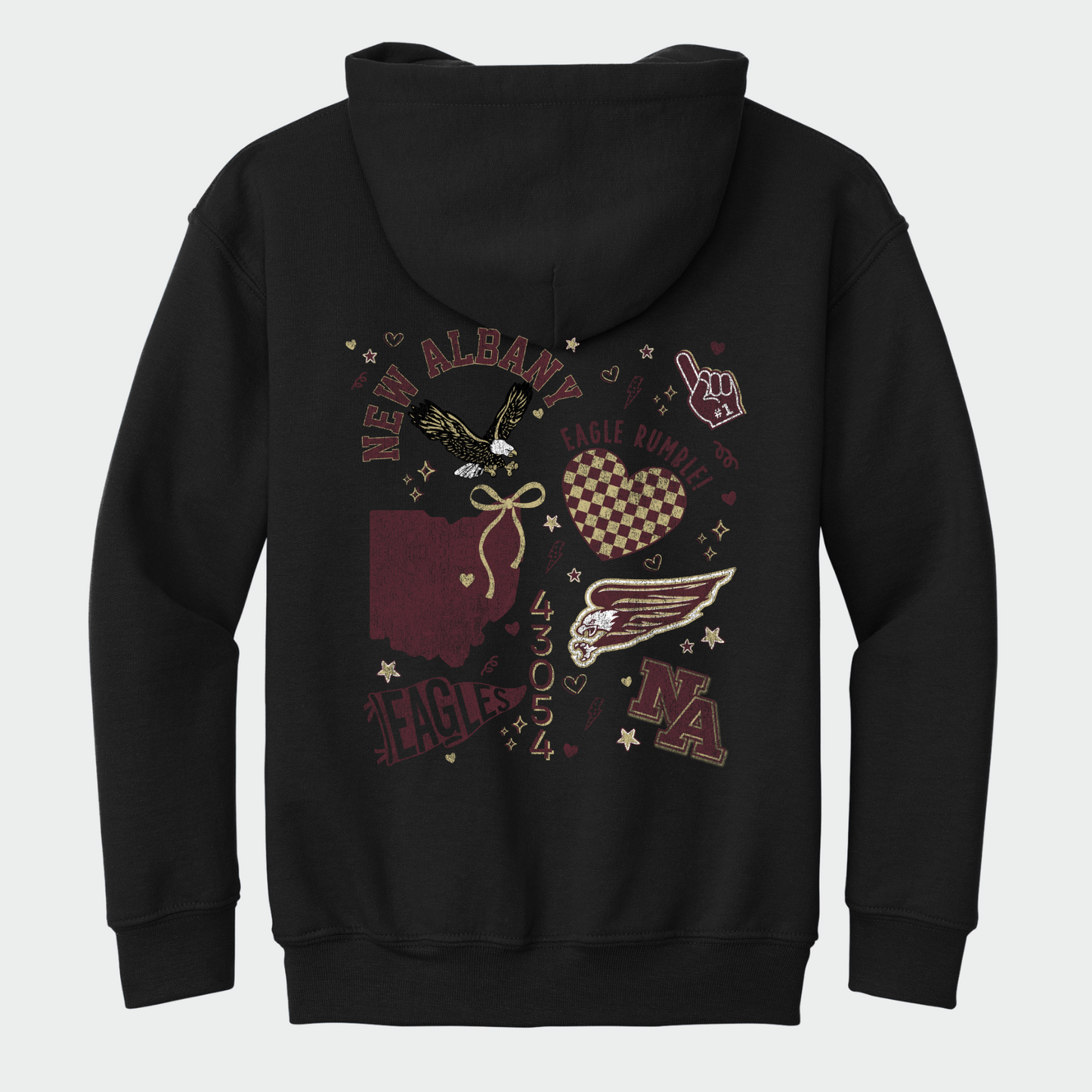 NAPTO: New Albany *Distressed Print* Collage Youth Hooded Sweatshirt