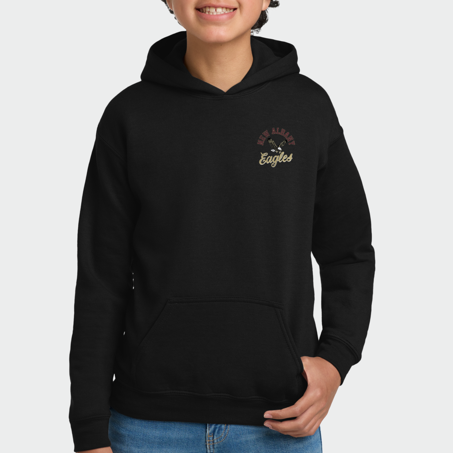 NAPTO: New Albany *Distressed Print* Collage Youth Hooded Sweatshirt