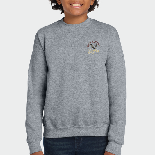 New Albany *Distressed Print* Collage Youth Crew Sweatshirt