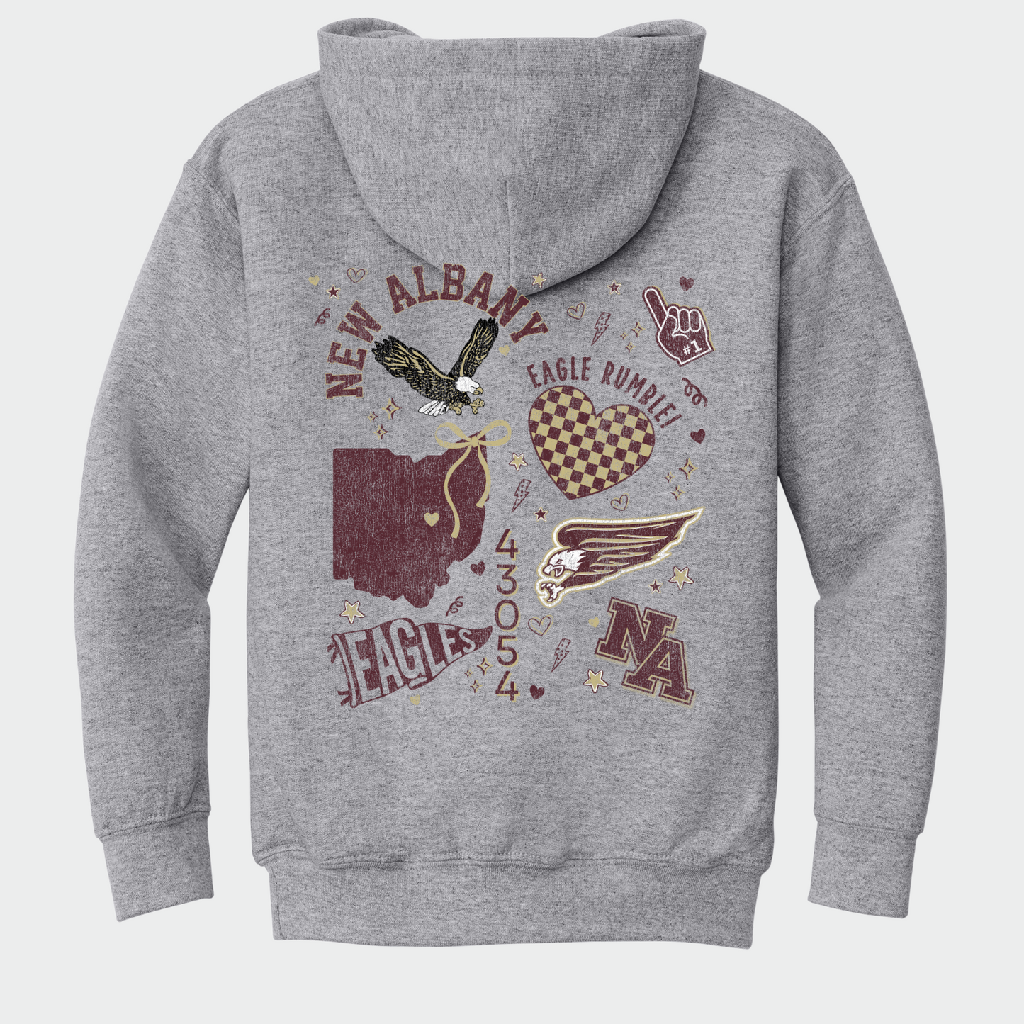 NAPTO: New Albany *Distressed Print* Collage Youth Hooded Sweatshirt