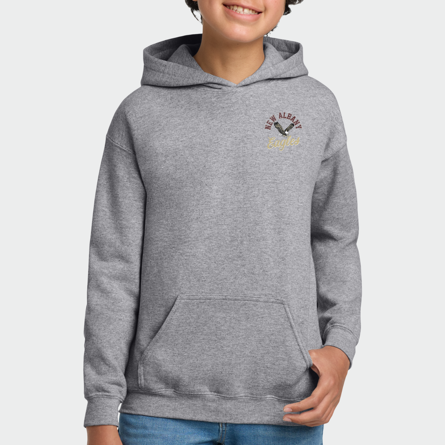 NAPTO: New Albany *Distressed Print* Collage Youth Hooded Sweatshirt