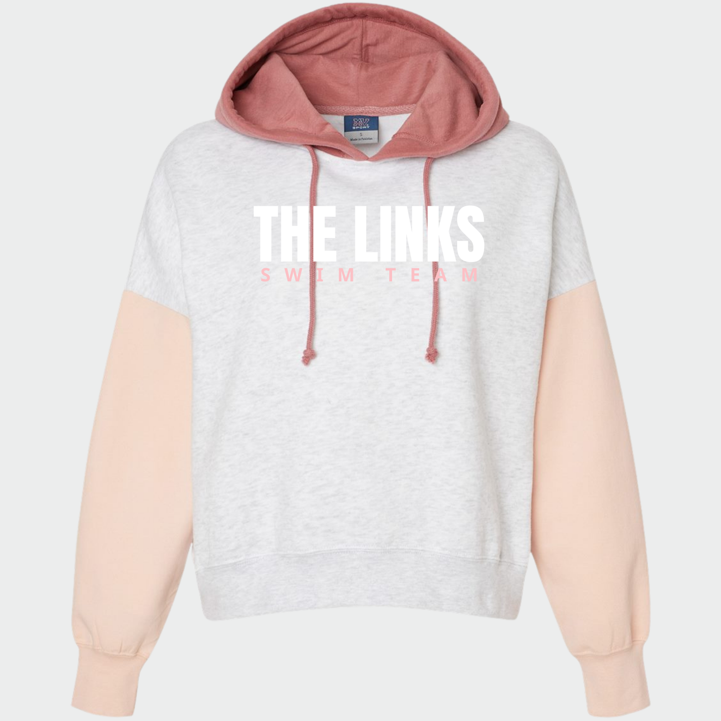 LINKSWIM: Colorblock Boxy Crop Hooded Sweatshirt