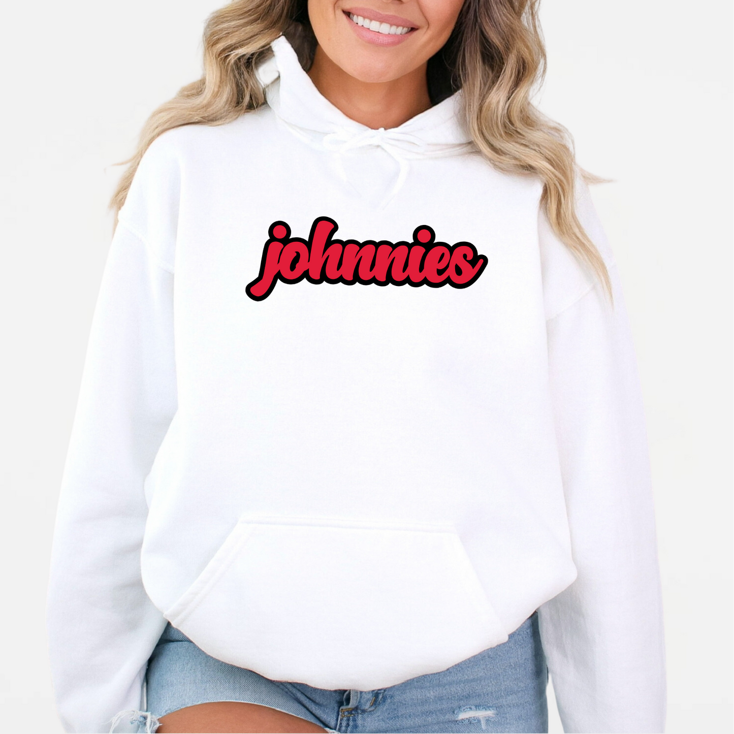 JYAA: Johnnies Chunky Script Hooded Sweatshirt