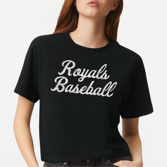 TCR: Royals Baseball Script, Women's Boxy Tee *Distressed Print*