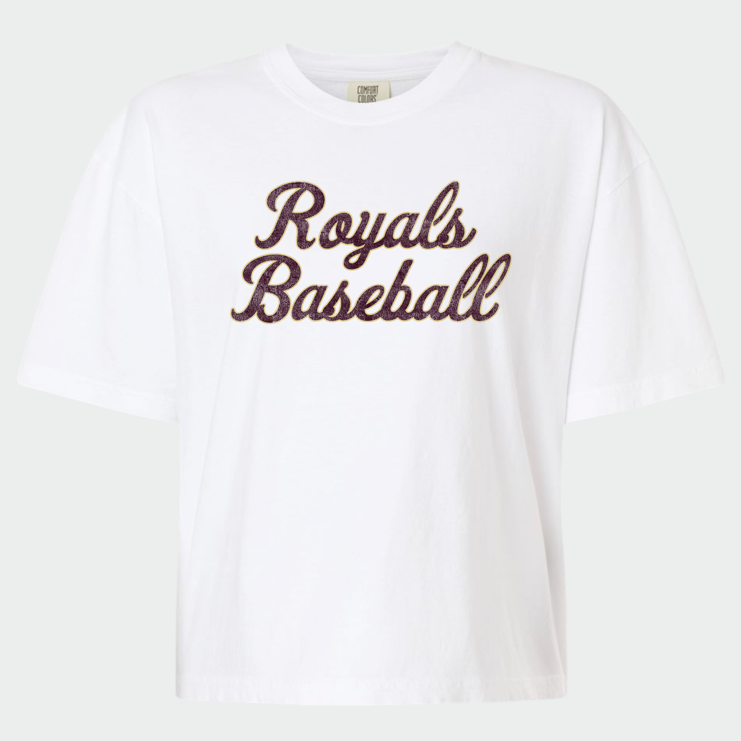 TCR: Royals Baseball Script, Women's Boxy Tee *Distressed Print*