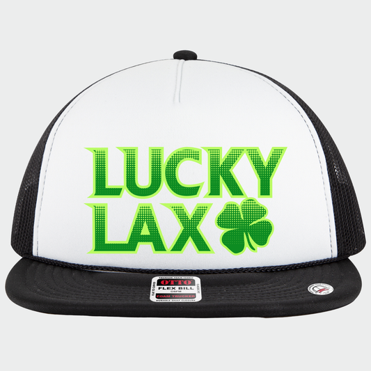 LuckyLax: Stacked Logo Flex-Bill Foam Trucker Hat