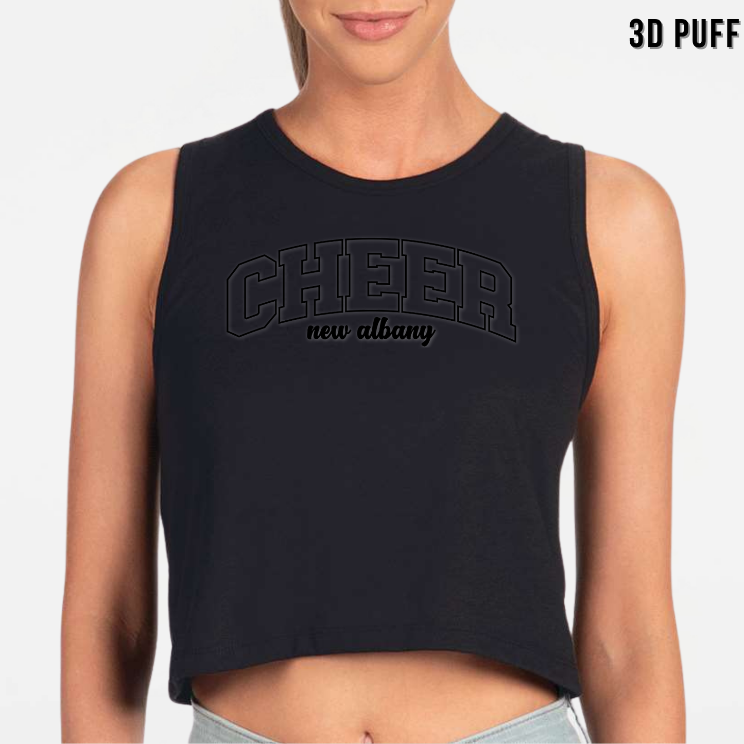 NAYCHEER: Cheer New Albany *Puff Print* Women's Festival Crop Tank Top