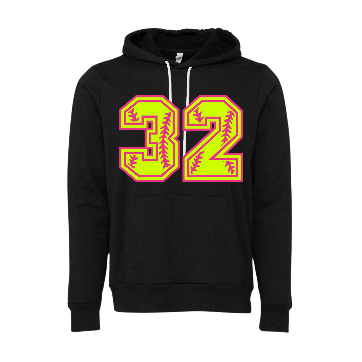Number Collection: Pink Softball Hooded Sponge Fleece Sweatshirt