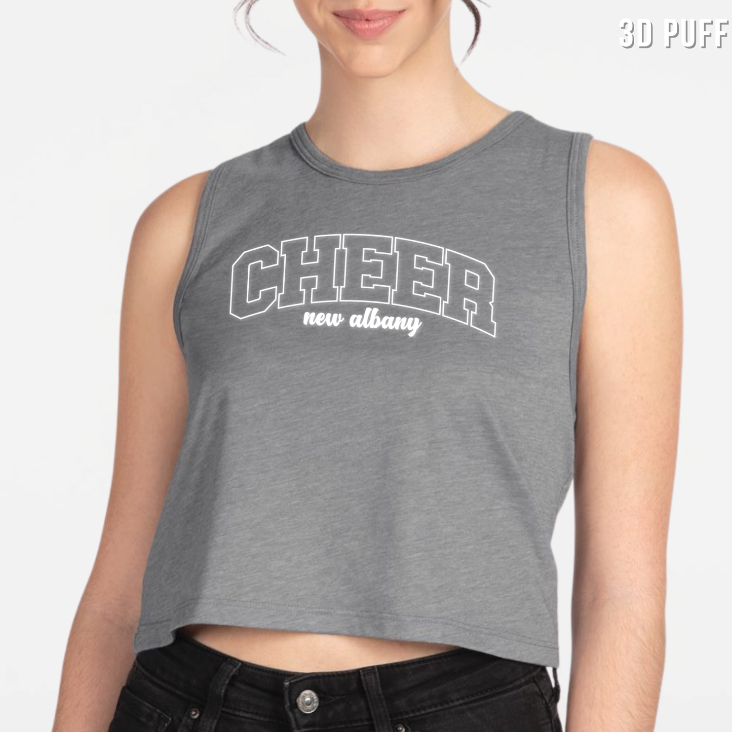 NAYCHEER: Cheer New Albany *Puff Print* Women's Festival Crop Tank Top