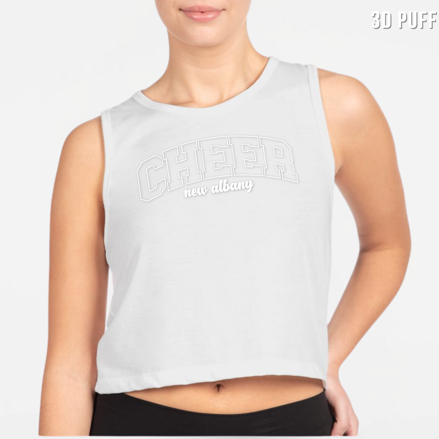 NAYCHEER: Cheer New Albany *Puff Print* Women's Festival Crop Tank Top