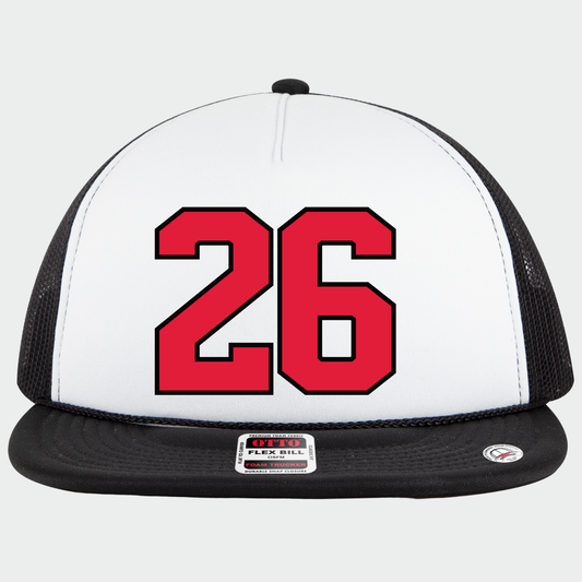 JYAA: Color Block *custom* Number Flex-Bill Trucker Hat