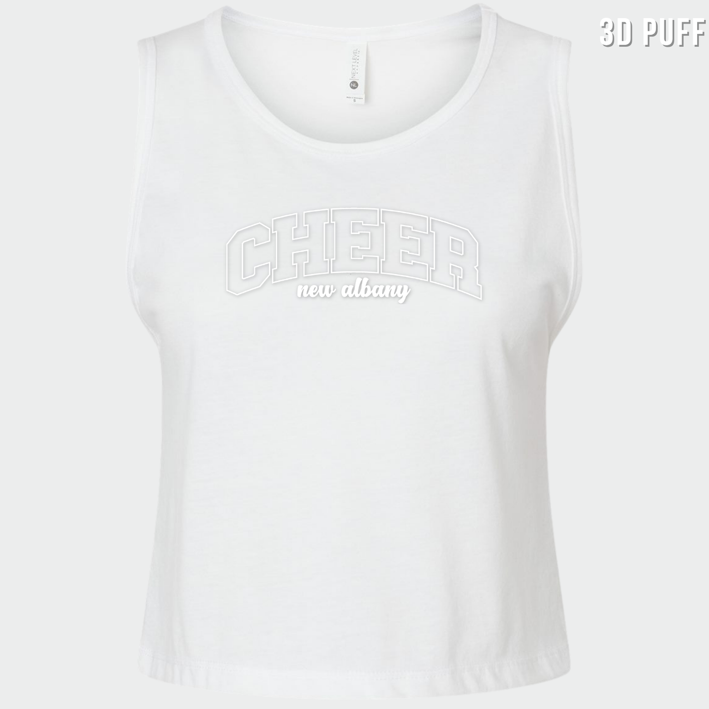NAYCHEER: Cheer New Albany *Puff Print* Women's Festival Crop Tank Top