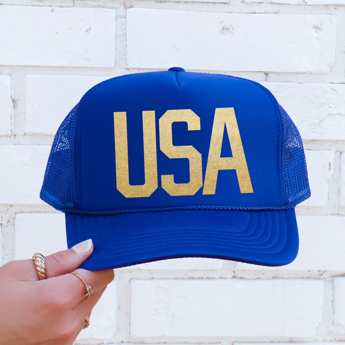PATRIOTIC: USA Gold Foil Foam Trucker Hat