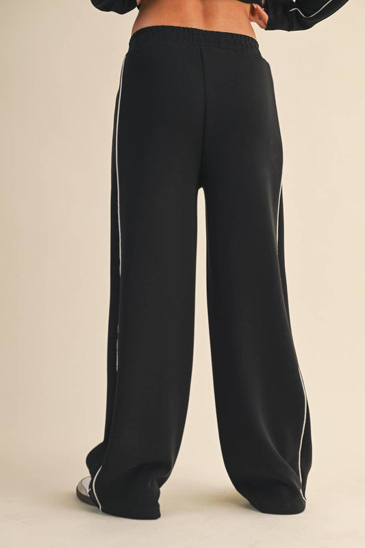 Super Soft Air Scuba Wide Leg Pants with Side Piping