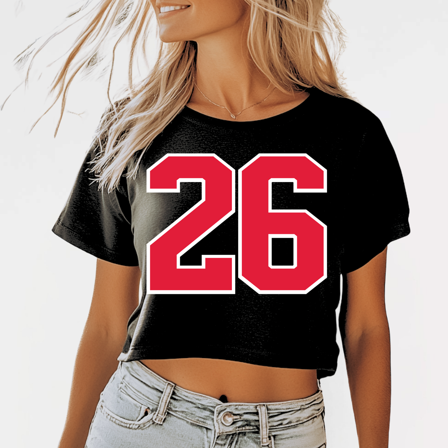 JYAA: Colorblock *custom* Number Women's Flowy Cropped Tee